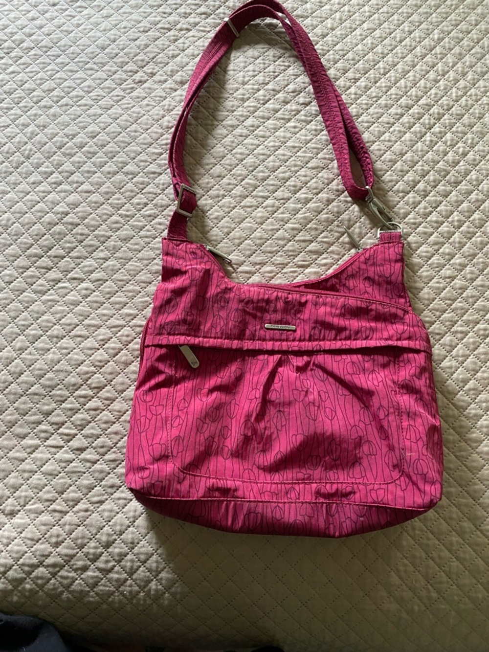 Everyday Pink Pattern Shoulder Bag with Subtle Print